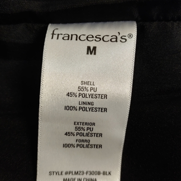 Mi Ami For Francesca's Women's Black Faux Leather Puffer Jacket Size Medium - Picture 9 of 10